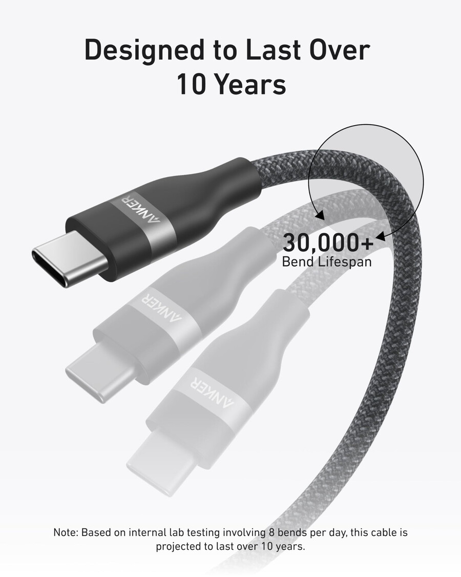 anker usb-c to usb-c cable 3 ft 6 ft 240w upcycled-braided 2-pack