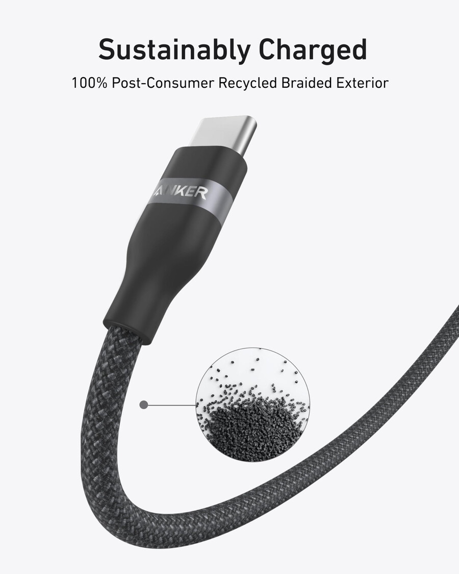 anker usb-c to usb-c cable 3 ft 6 ft 240w upcycled-braided 2-pack