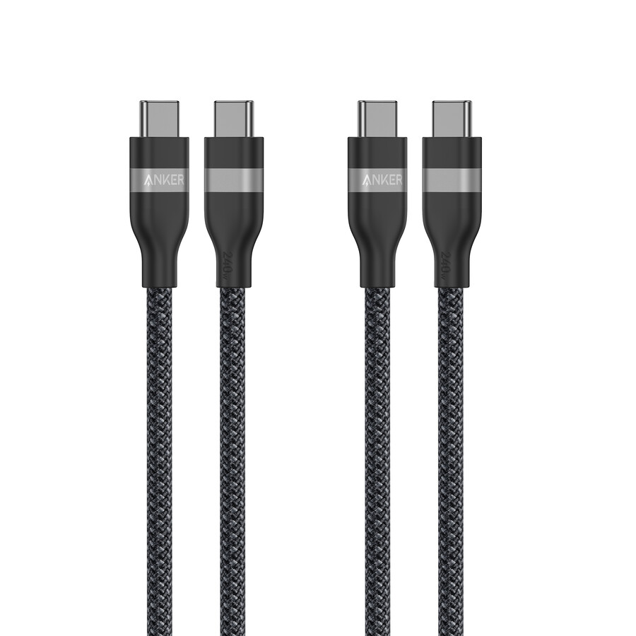 anker usb-c to usb-c cable 3 ft 6 ft 240w upcycled-braided 2-pack