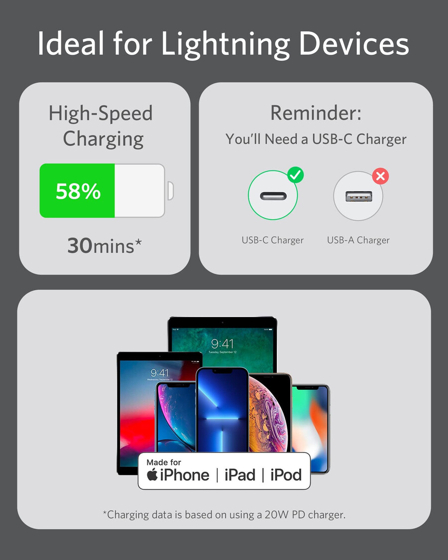 anker 641 usb-c to lightning cable flow silicone